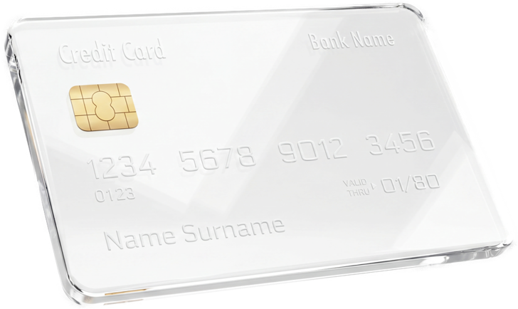 A clear glass credit card